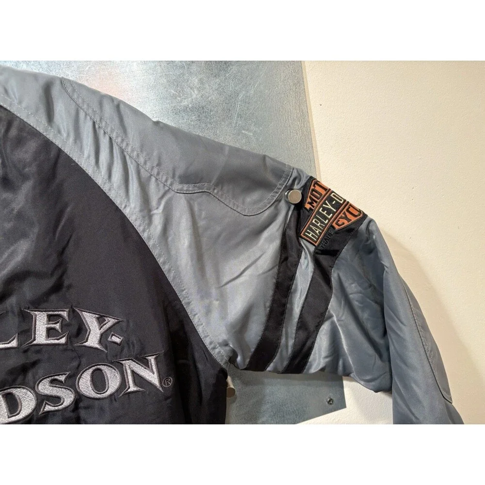 Harley-Davidson Bomber Varsity Jacket Insulated Black Gray Nylon Motorcycle XS